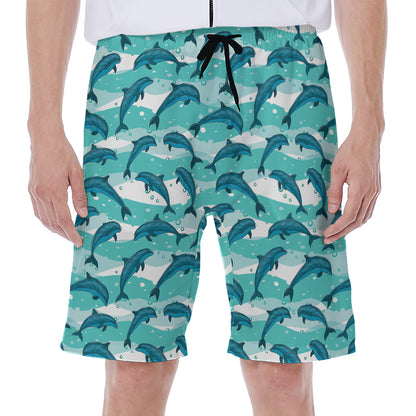 Dolphins In The Ocean Pattern Print Men's Beach Shorts