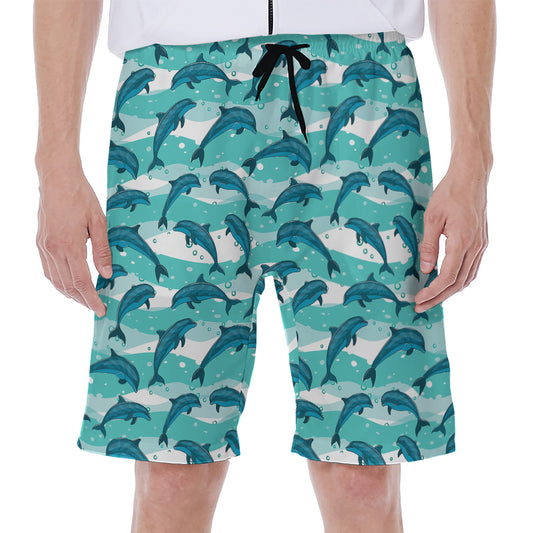 Dolphins In The Ocean Pattern Print Men's Beach Shorts