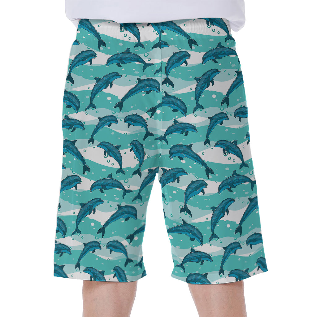 Dolphins In The Ocean Pattern Print Men's Beach Shorts