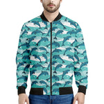 Dolphins In The Ocean Pattern Print Men's Bomber Jacket