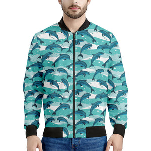 Dolphins In The Ocean Pattern Print Men's Bomber Jacket