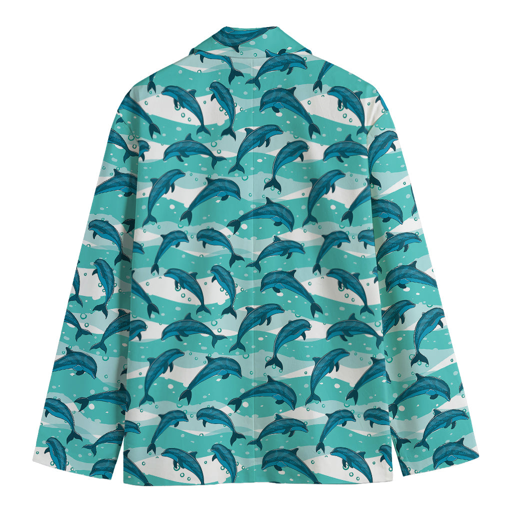 Dolphins In The Ocean Pattern Print Men's Cotton Blazer