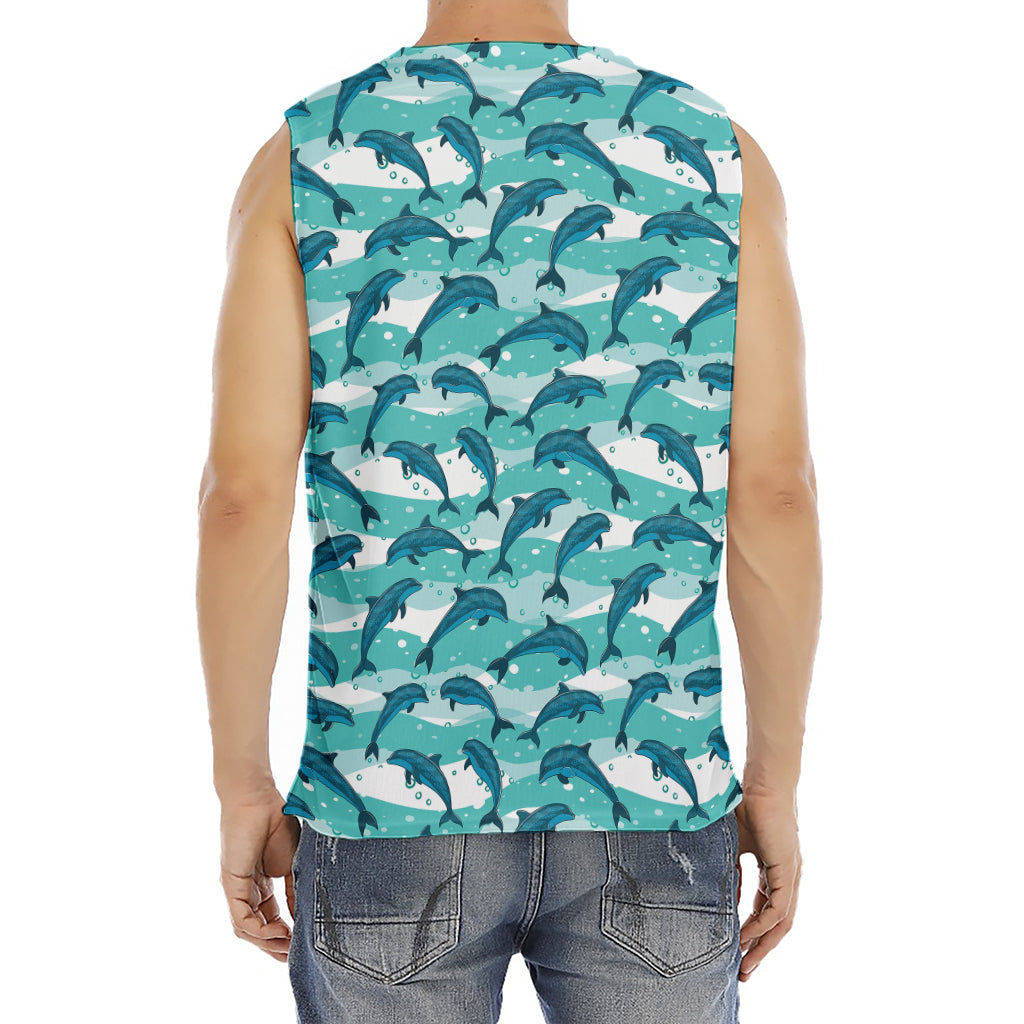 Dolphins In The Ocean Pattern Print Men's Fitness Tank Top