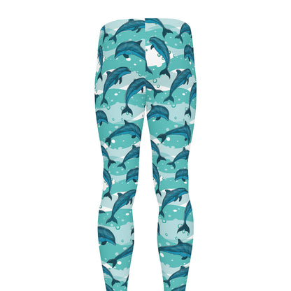 Dolphins In The Ocean Pattern Print Men's leggings
