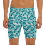 Dolphins In The Ocean Pattern Print Men's Long Boxer Briefs