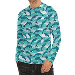 Dolphins In The Ocean Pattern Print Men's Long Sleeve Rash Guard