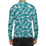 Dolphins In The Ocean Pattern Print Men's Long Sleeve Rash Guard