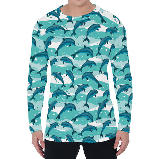 Dolphins In The Ocean Pattern Print Men's Long Sleeve T-Shirt