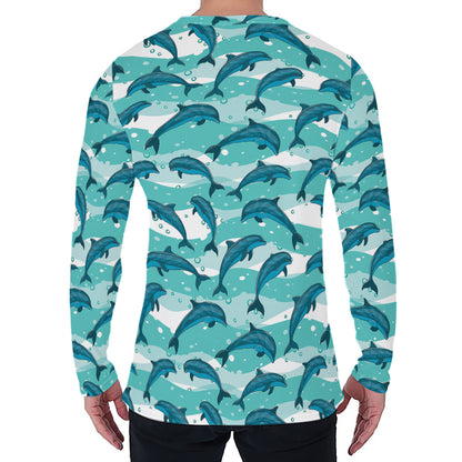 Dolphins In The Ocean Pattern Print Men's Long Sleeve T-Shirt