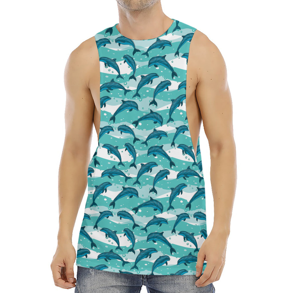 Dolphins In The Ocean Pattern Print Men's Muscle Tank Top