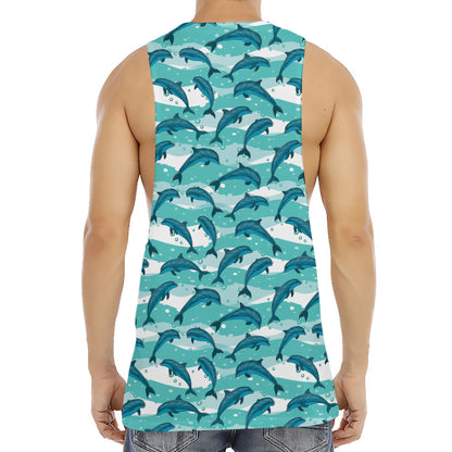 Dolphins In The Ocean Pattern Print Men's Muscle Tank Top