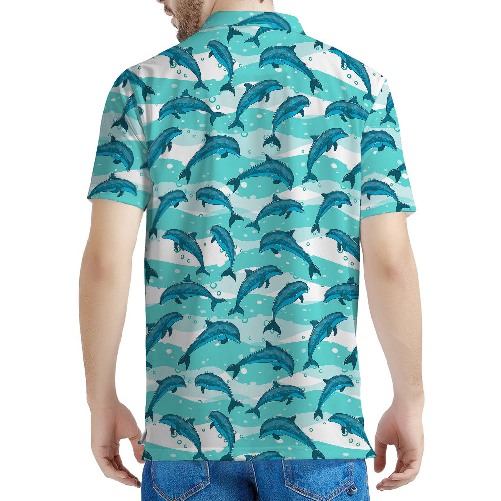 Dolphins In The Ocean Pattern Print Men's Polo Shirt