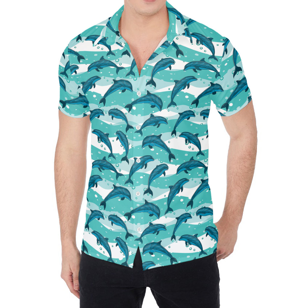 Dolphins In The Ocean Pattern Print Men's Shirt