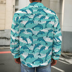 Dolphins In The Ocean Pattern Print Men's Shirt Jacket