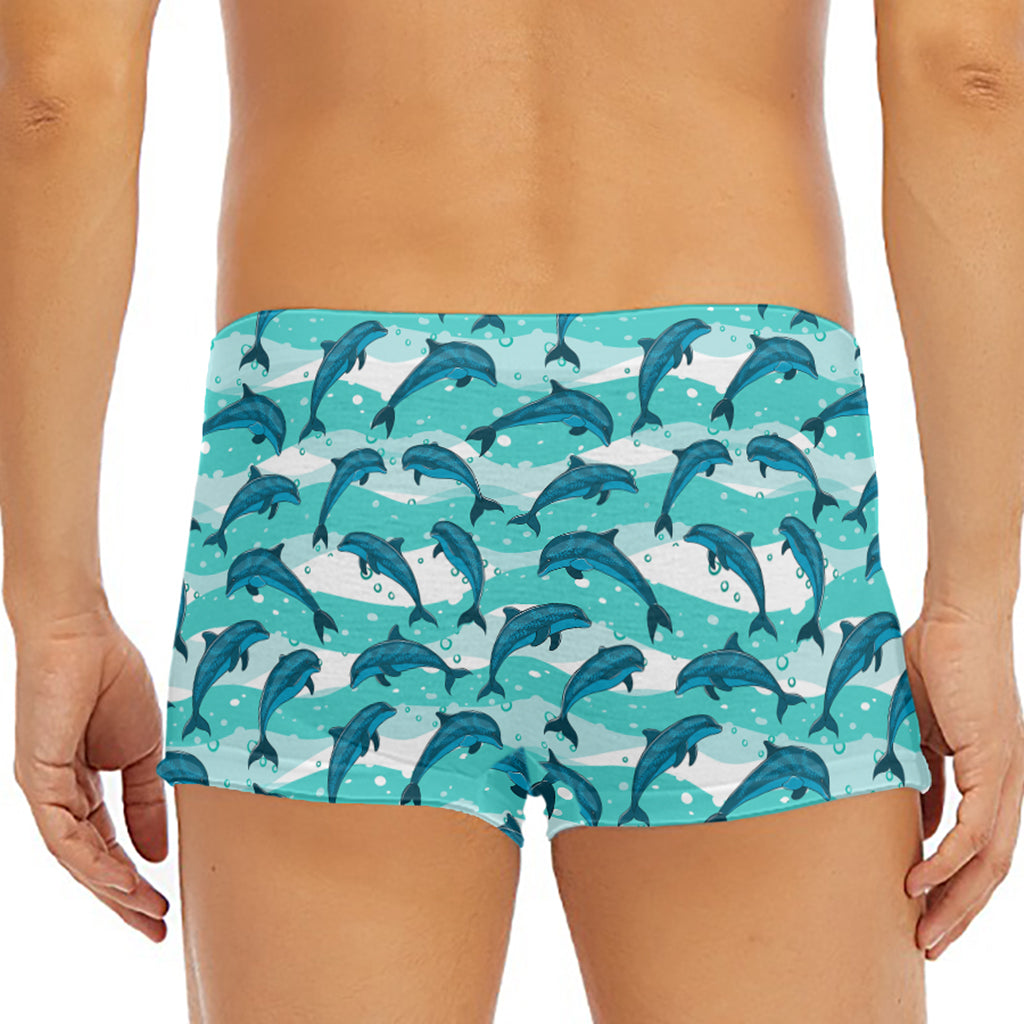 Dolphins In The Ocean Pattern Print Men's Short Boxer Briefs