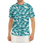 Dolphins In The Ocean Pattern Print Men's Short Sleeve Rash Guard