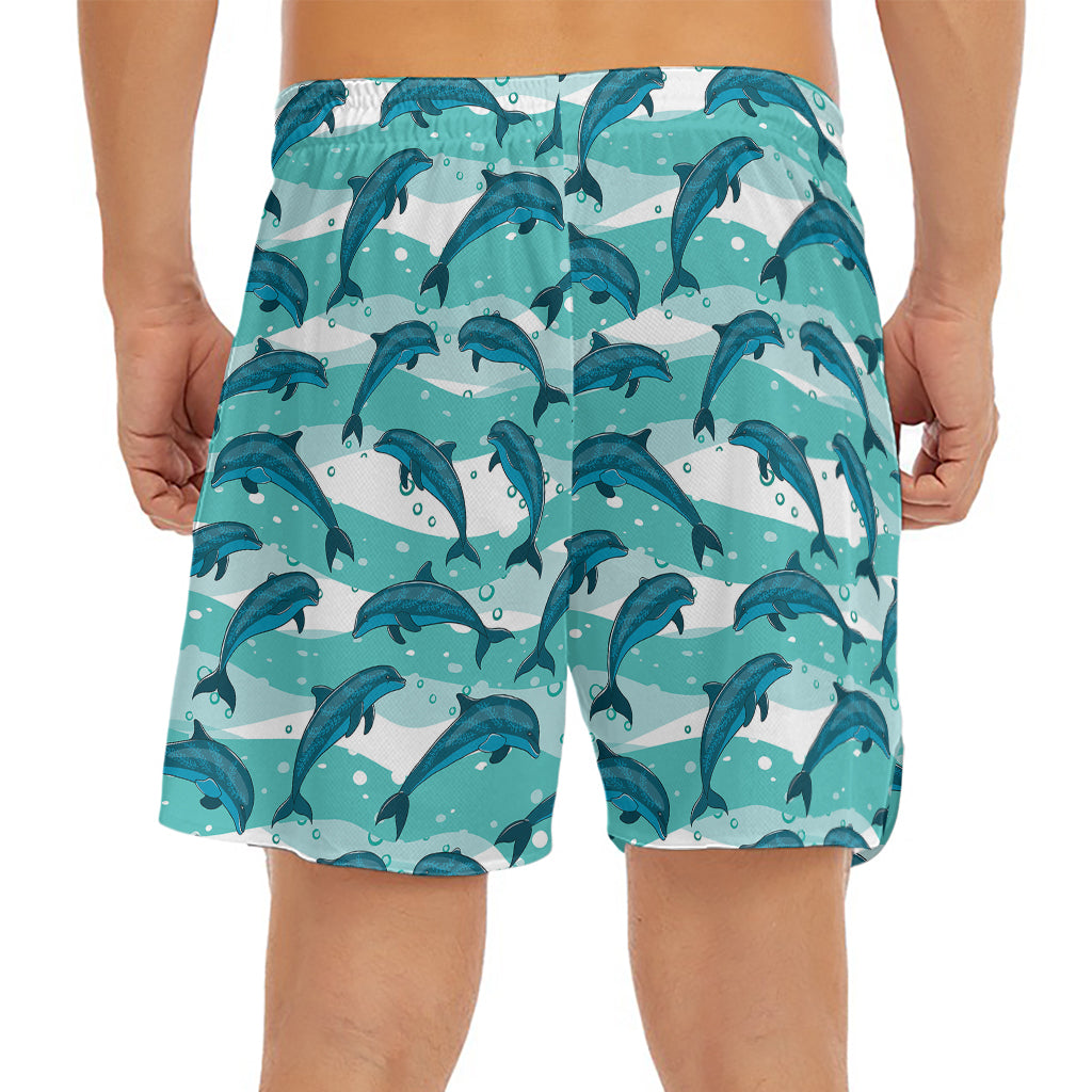 Dolphins In The Ocean Pattern Print Men's Split Running Shorts