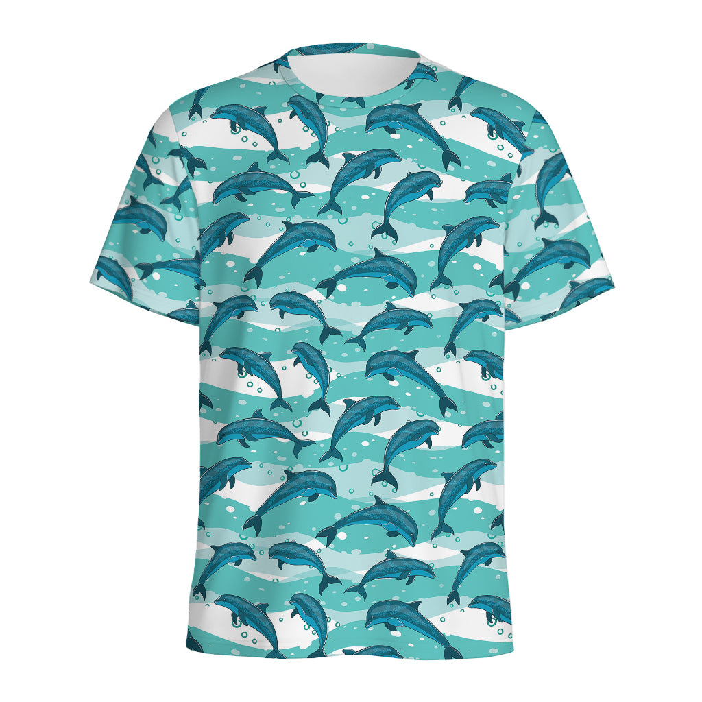 Dolphins In The Ocean Pattern Print Men's Sports T-Shirt