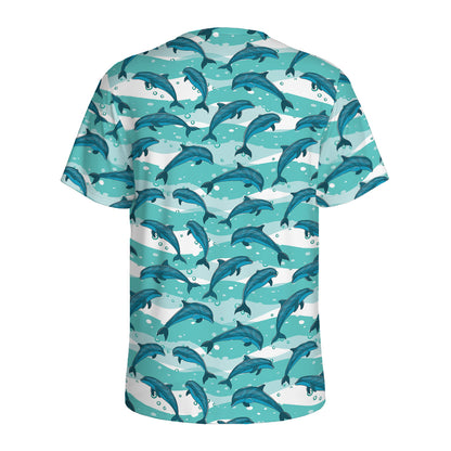 Dolphins In The Ocean Pattern Print Men's Sports T-Shirt