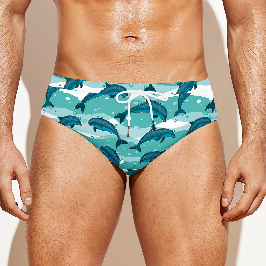 Dolphins In The Ocean Pattern Print Men's Swim Briefs