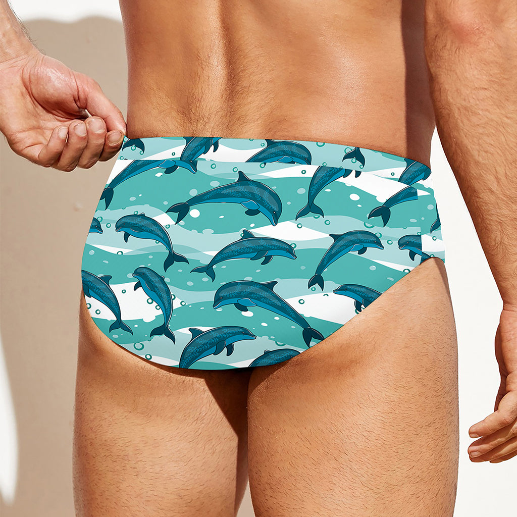 Dolphins In The Ocean Pattern Print Men's Swim Briefs