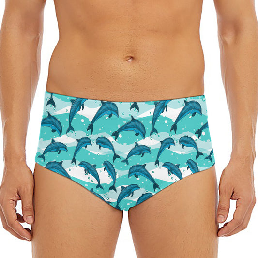 Dolphins In The Ocean Pattern Print Men's Triangle Swim Briefs