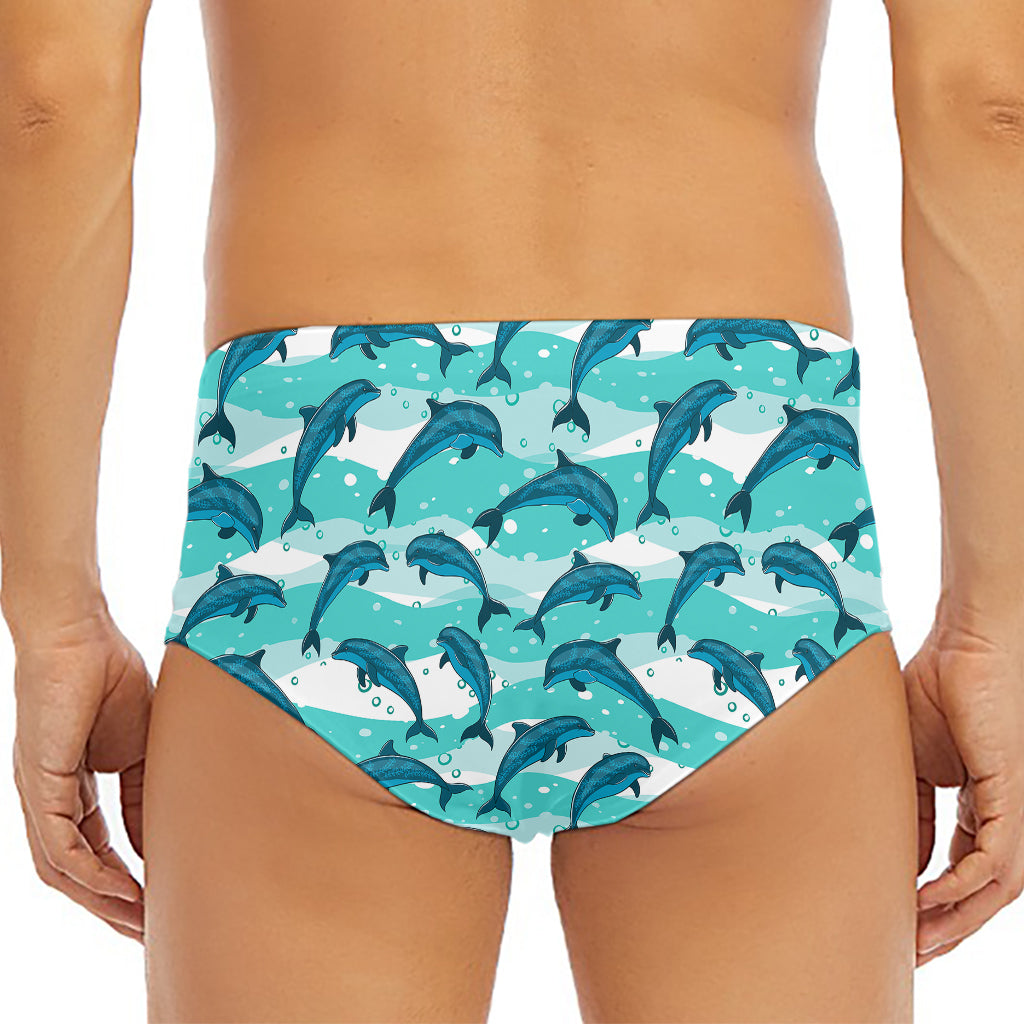 Dolphins In The Ocean Pattern Print Men's Triangle Swim Briefs