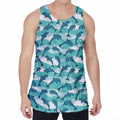 Dolphins In The Ocean Pattern Print Men's Velvet Tank Top