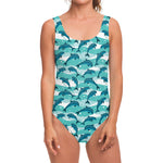 Dolphins In The Ocean Pattern Print One Piece Swimsuit