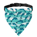 Dolphins In The Ocean Pattern Print Over The Collar Dog Bandana