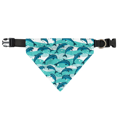 Dolphins In The Ocean Pattern Print Over The Collar Dog Bandana