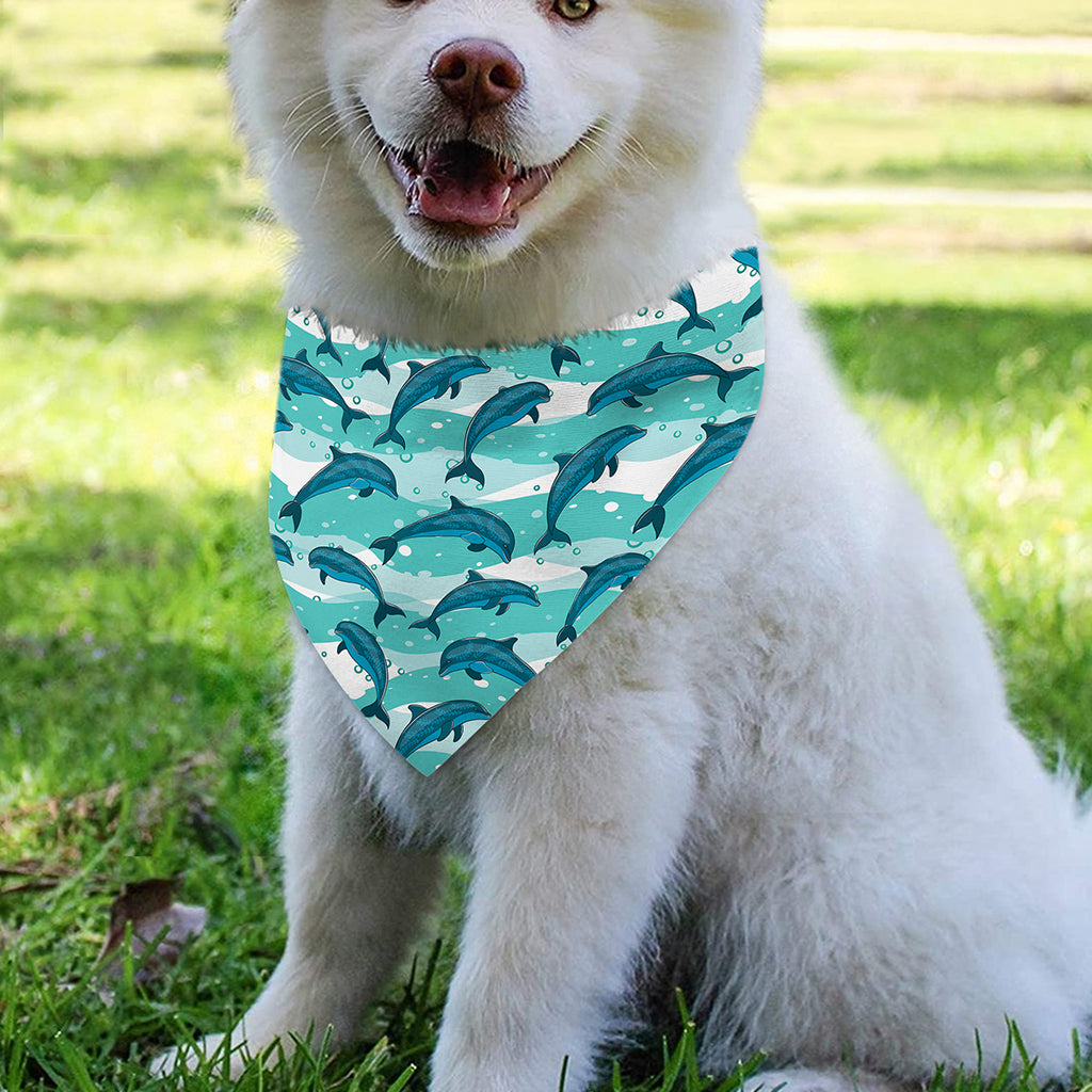 Dolphins In The Ocean Pattern Print Over The Collar Dog Bandana