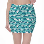 Dolphins In The Ocean Pattern Print Pencil Mini Skirt