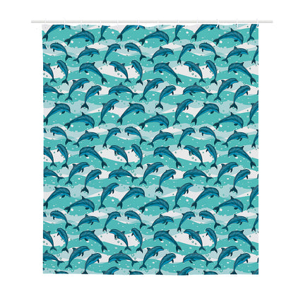 Dolphins In The Ocean Pattern Print Polyester Shower Curtain