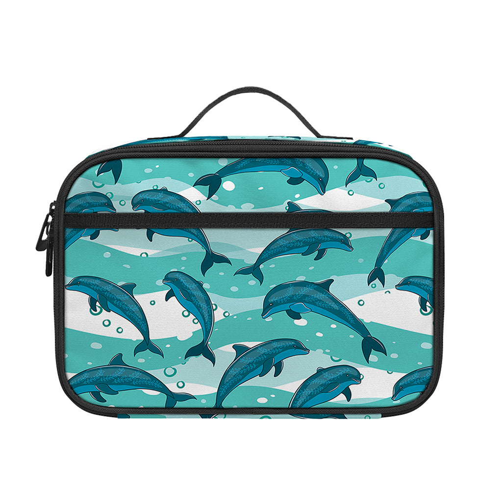 Dolphins In The Ocean Pattern Print Portable Lunch Bag