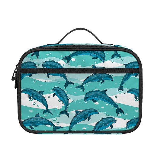 Dolphins In The Ocean Pattern Print Portable Lunch Bag