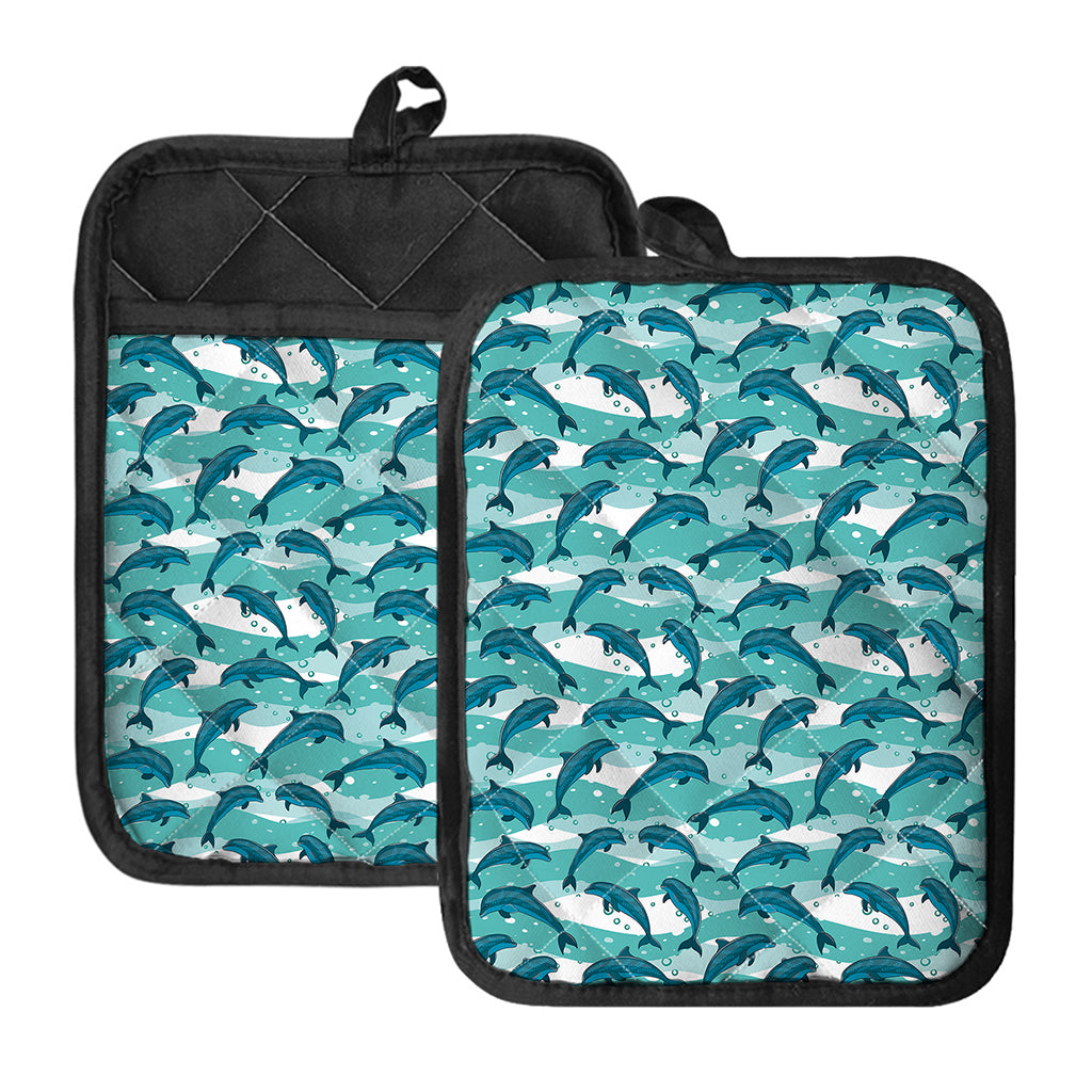 Dolphins In The Ocean Pattern Print Pot Holders With Pocket