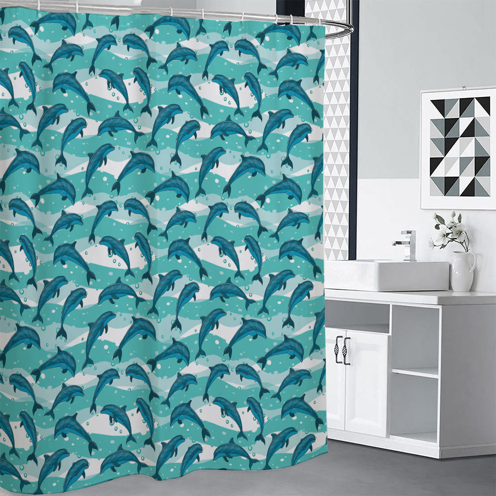 Dolphins In The Ocean Pattern Print Premium Shower Curtain