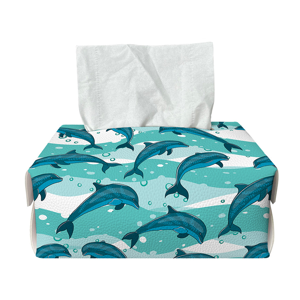 Dolphins In The Ocean Pattern Print Rectangle Tissue Box Cover
