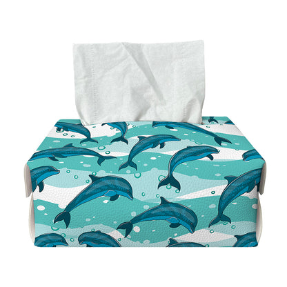Dolphins In The Ocean Pattern Print Rectangle Tissue Box Cover