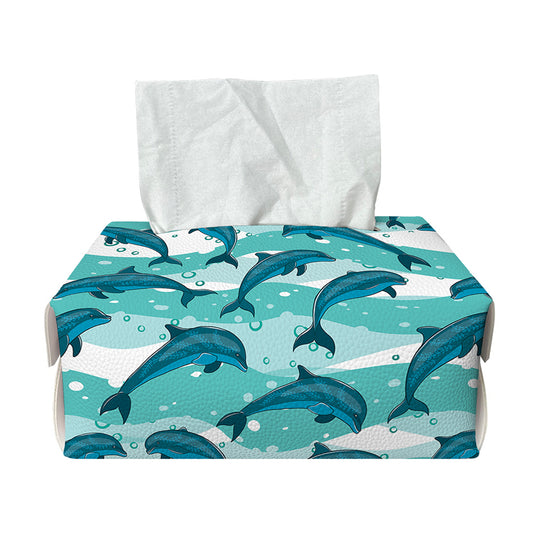 Dolphins In The Ocean Pattern Print Rectangle Tissue Box Cover