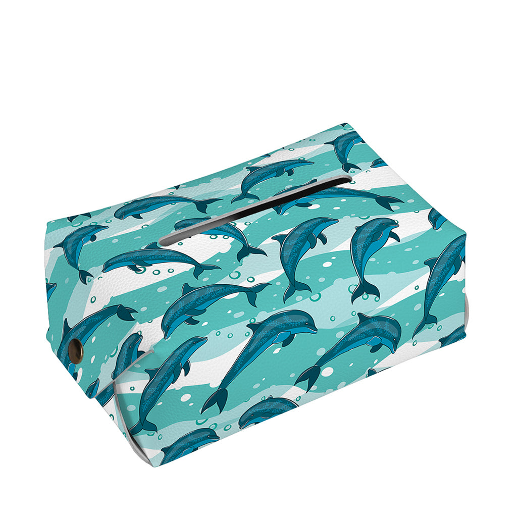 Dolphins In The Ocean Pattern Print Rectangle Tissue Box Cover