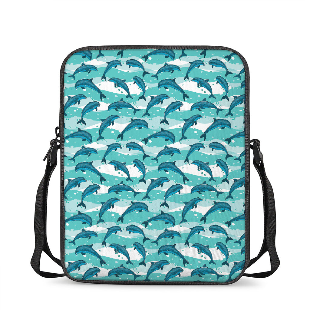 Dolphins In The Ocean Pattern Print Rectangular Crossbody Bag