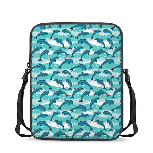 Dolphins In The Ocean Pattern Print Rectangular Crossbody Bag