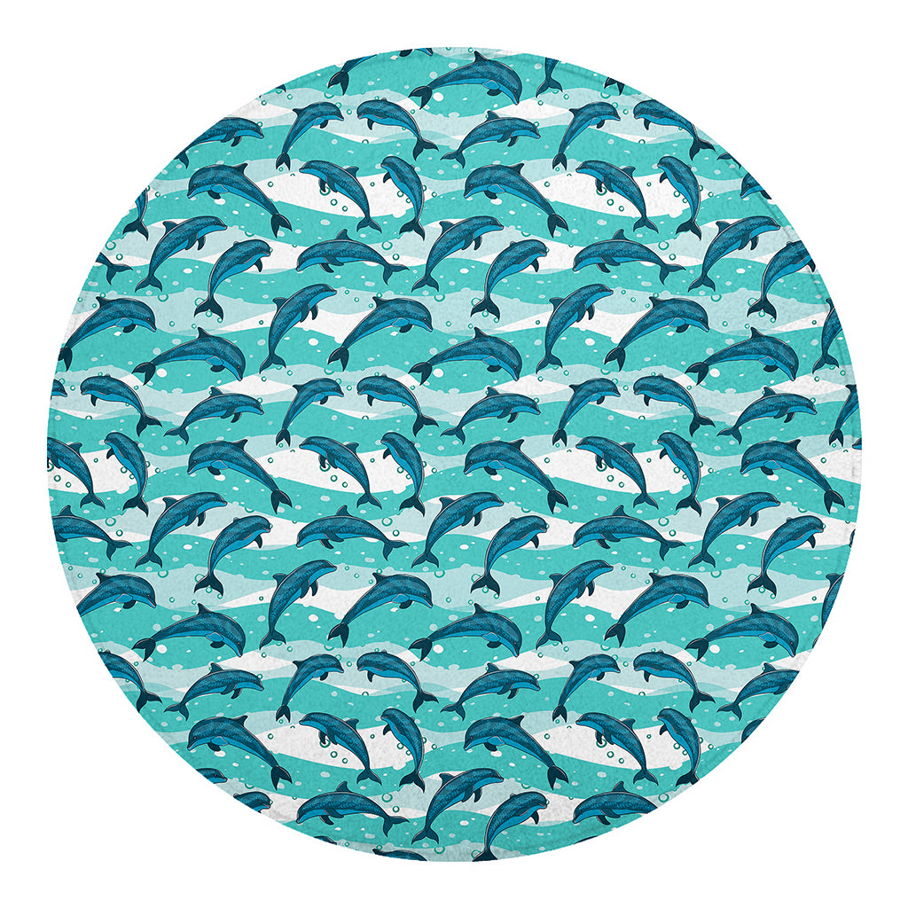 Dolphins In The Ocean Pattern Print Round Blanket