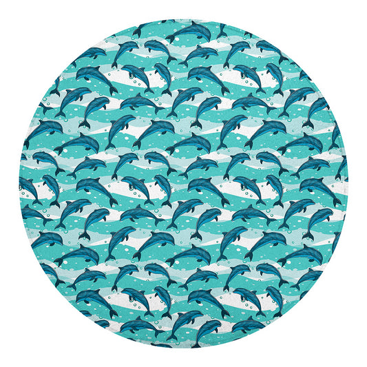 Dolphins In The Ocean Pattern Print Round Blanket