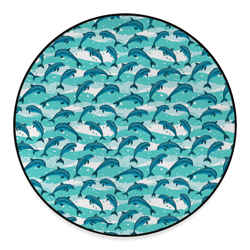 Dolphins In The Ocean Pattern Print Round Floor Mat