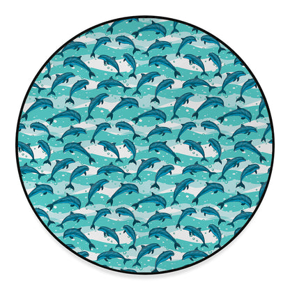 Dolphins In The Ocean Pattern Print Round Floor Mat