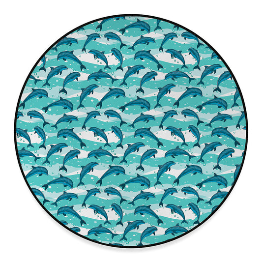 Dolphins In The Ocean Pattern Print Round Floor Mat