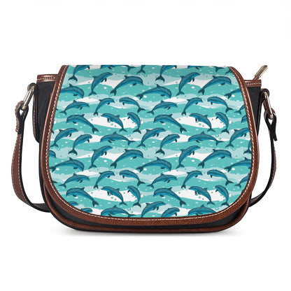 Dolphins In The Ocean Pattern Print Saddle Bag
